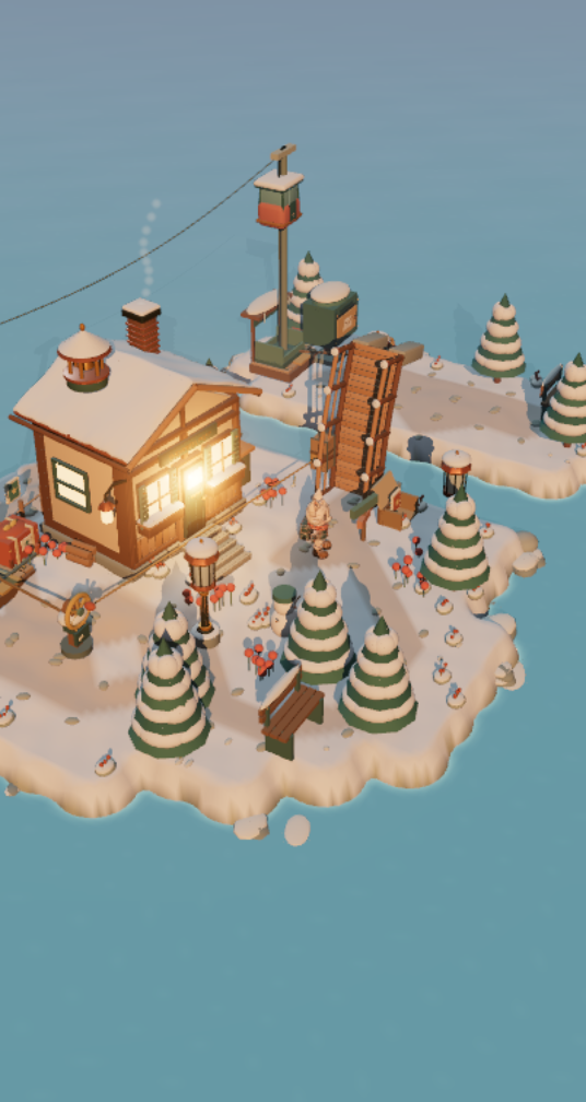 Nori’s snowy postal gardens, framed in full on a phone